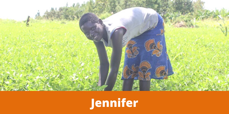 Woman working in field.